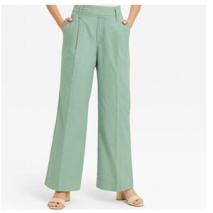 455 A New Day Mint Green High Rise Wide Leg Pants Women’s Dress Trousers